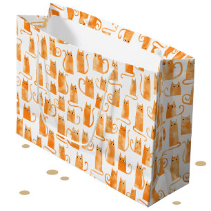 Fun Orange Cat Large Gift Bag