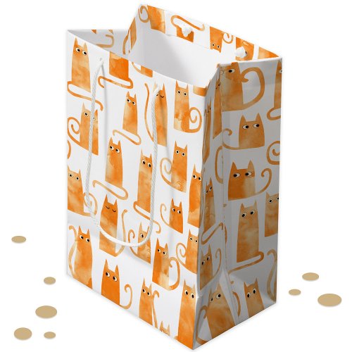 Fun Orange Cat Medium Gift Bag