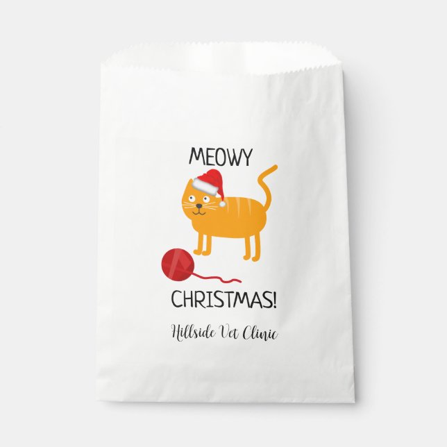 Fun Orange Cat Meowy Christmas Favor Bag (Front)
