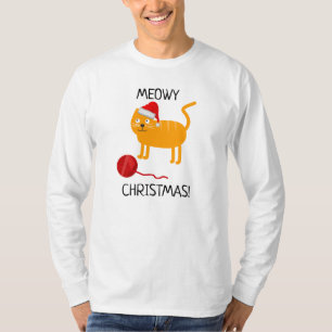 Fun Orange Cat Meowy Christmas Mens T-Shirt