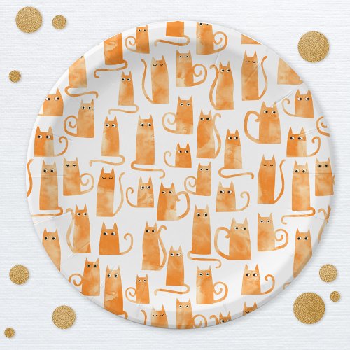 Fun Orange Cat Paper Plates