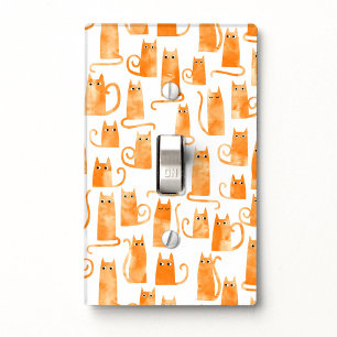 Fun Orange Cat Pattern Light Switch Cover