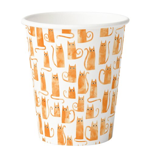 Fun Orange Cat Pattern Paper Cups