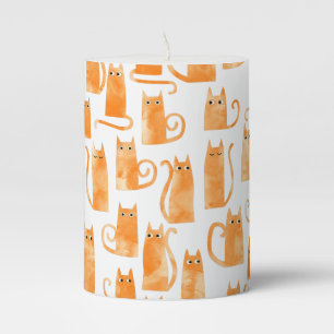 Fun Orange Cat Pillar Candle