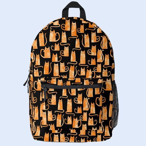 Fun Orange Cat Printed Backpack