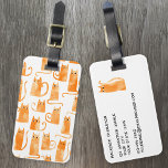 Fun Orange Cat Watercolor Luggage Tag<br><div class="desc">Cute little watercolor orange ginger cat pattern,  perfect for animal lovers. Original art by Nic Squirrell. Change the details on the reverse to personalize.</div>