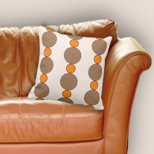 Fun Orange Circle Lines Repeat Pattern Throw Pillow