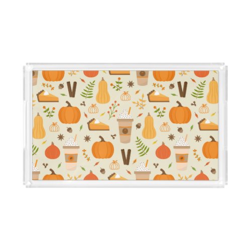 Fun Orange Fall Pattern Acrylic Tray