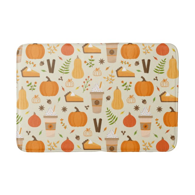 Fun Orange Fall Pattern Bath Mat (Front)