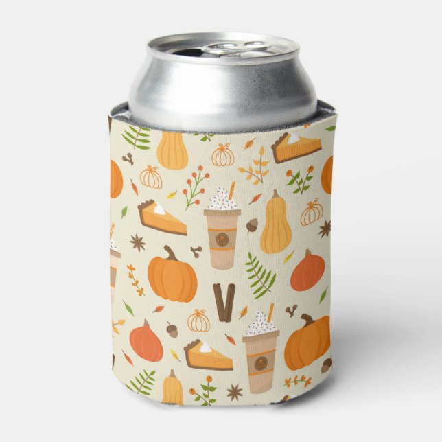 Fun Orange Fall Pattern Can Cooler (Can Front)