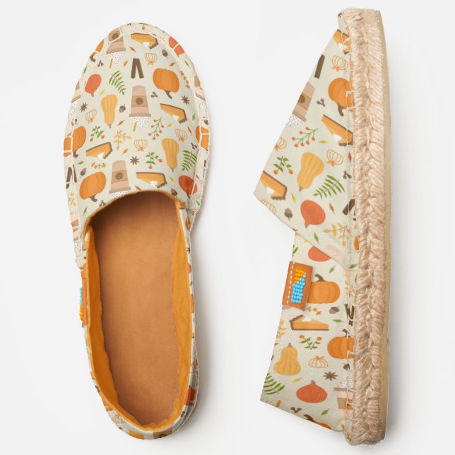 Fun Orange Fall Pattern Espadrilles (Side)
