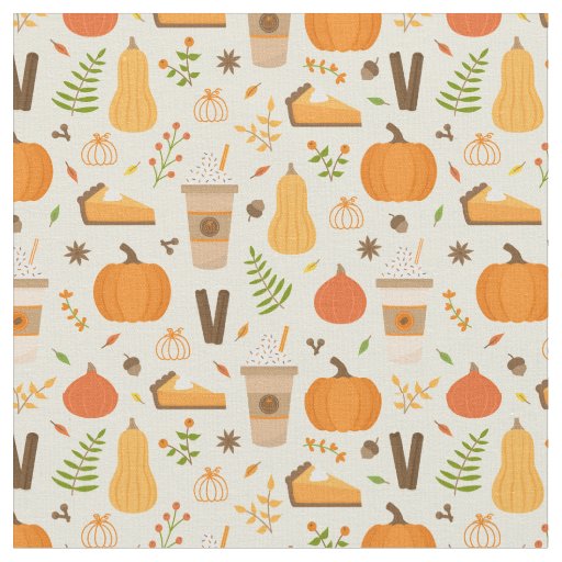 Fun Orange Fall Pattern Fabric
