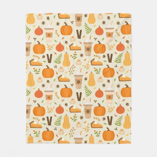 Fun Orange Fall Pattern Fleece Blanket