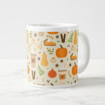 Fun Orange Fall Pattern Giant Coffee Mug