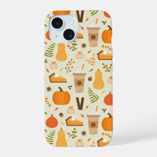 Fun Orange Fall Pattern iPhone 15 Case