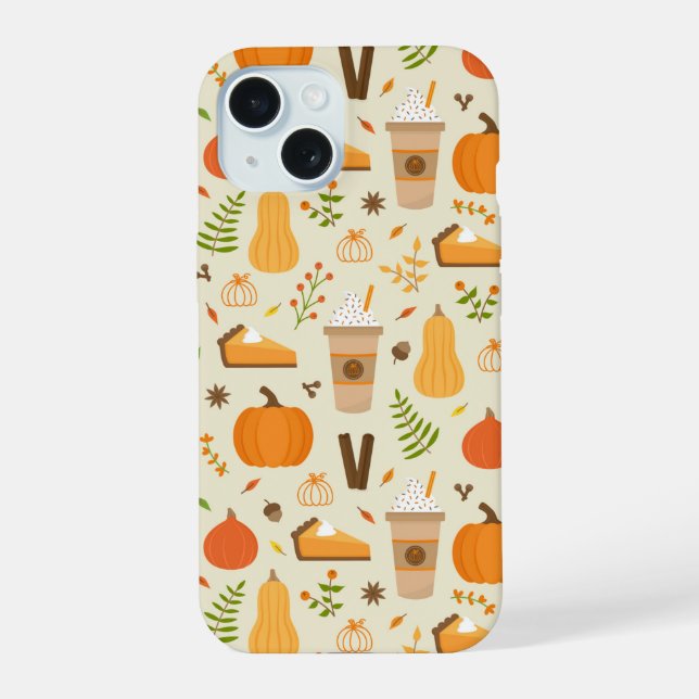 Fun Orange Fall Pattern iPhone 15 Case (Back)