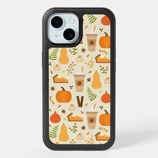 Fun Orange Fall Pattern iPhone 15 Case (Back)