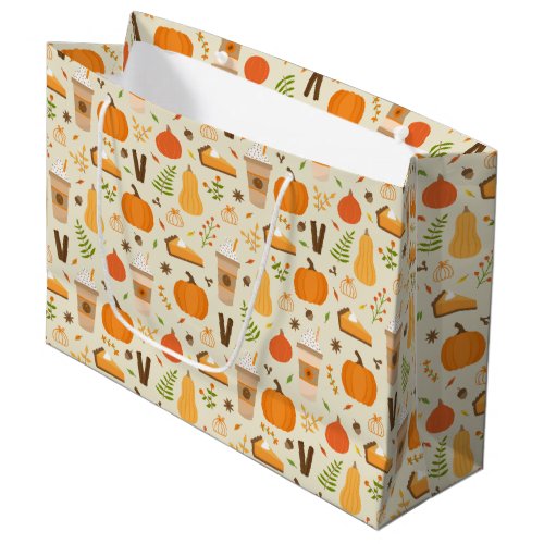 Fun Orange Fall Pattern Large Gift Bag