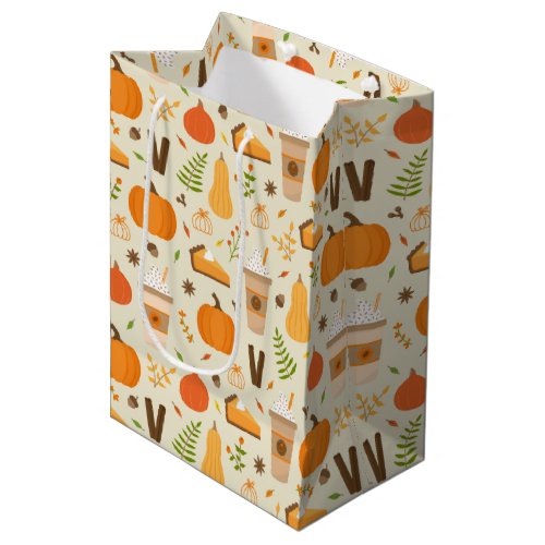 Fun Orange Fall Pattern Medium Gift Bag