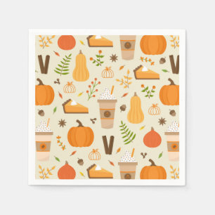 Fun Orange Fall Pattern Napkins