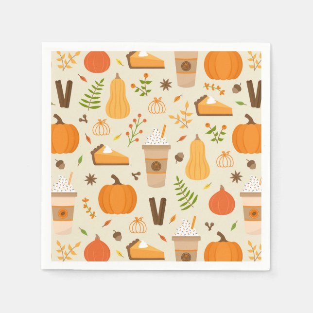 Fun Orange Fall Pattern Napkins (Front)