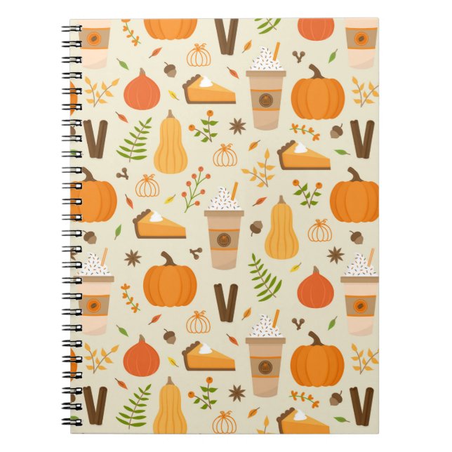 Fun Orange Fall Pattern Notebook (Front)