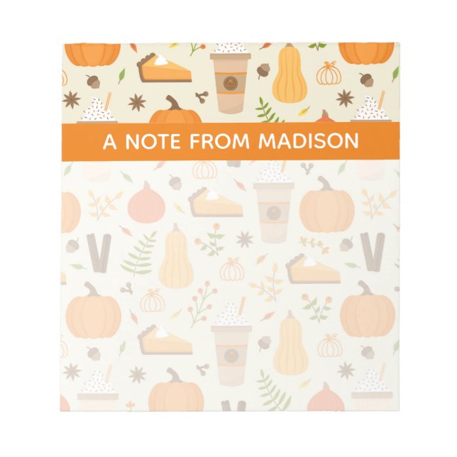 Fun Orange Fall Pattern Notepad (Front)