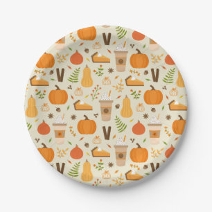 Fun Orange Fall Pattern Paper Plates
