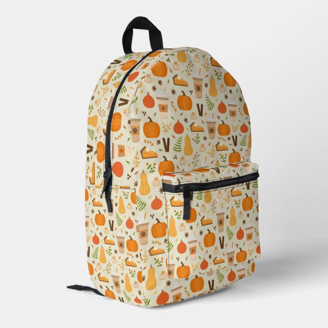 Fun Orange Fall Pattern Printed Backpack (Back Corner Left)