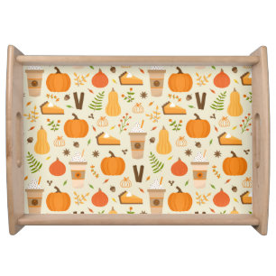 Fun Orange Fall Pattern Serving Tray