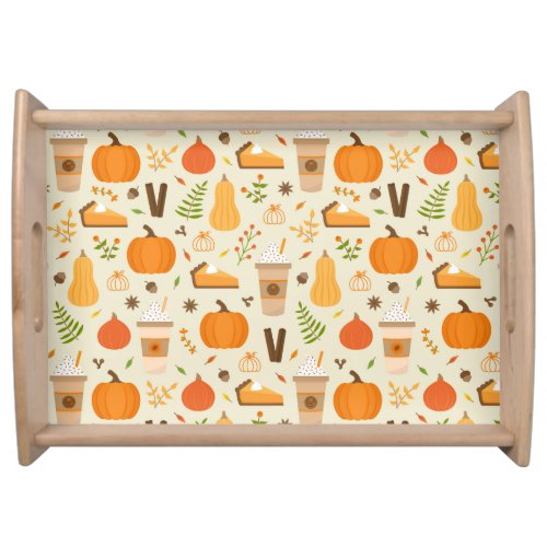 Fun Orange Fall Pattern Serving Tray