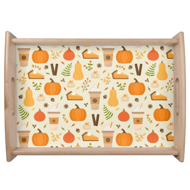 Fun Orange Fall Pattern Serving Tray (Front)