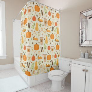 Fun Orange Fall Pattern Shower Curtain