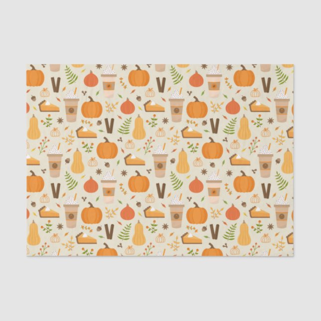 Fun Orange Fall Pattern Tissue Paper (Front)