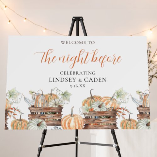 Fun Orange Fall Wedding Rehearsal Welcome Foam Board