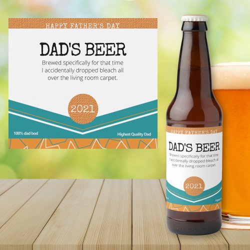 Fun Orange Fathers Day Dads Beer Bottle Label