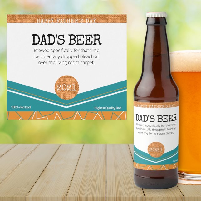 Fun Orange Father's Day Dad's Beer Bottle Label (Creator Uploaded)
