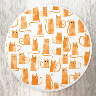 Fun Orange Ginger Cat Ceramic Knob