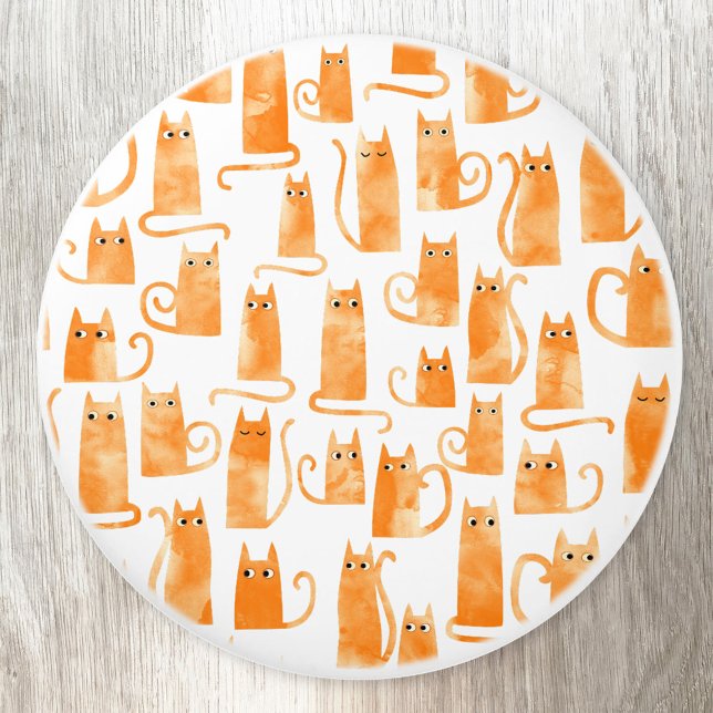 Fun Orange Ginger Cat Ceramic Knob (Fun watercolororange ginger cat pattern ceramic door knob)
