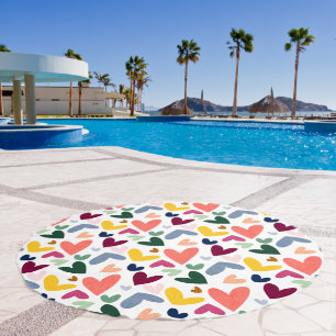 Fun Orange Green Pink Blue Red Heart Art Pattern Beach Towel