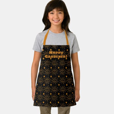Fun Orange Hand Drawn Sun Pattern Custom Apron