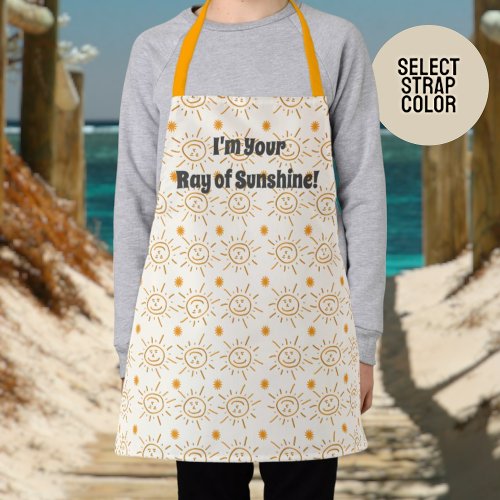 Fun Orange Hand Drawn Sun Pattern Custom Apron