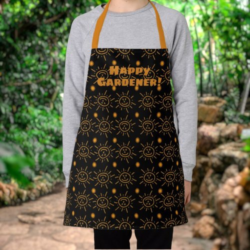 Fun Orange Hand Drawn Sun Pattern Custom Apron