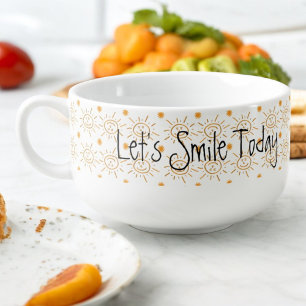 Fun Orange Hand Drawn Sunshine Pattern Custom Bowl