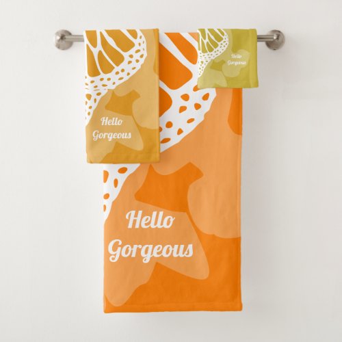 Fun Orange Hello Gorgeous Monarch Butterfly Bath Towel Set