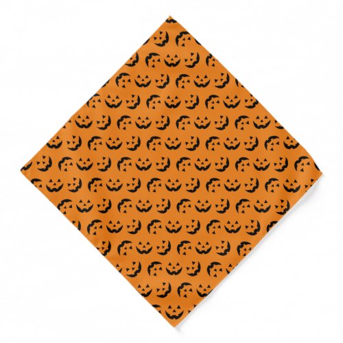 Fun orange jack o lantern pattern Halloween dog Bandana
