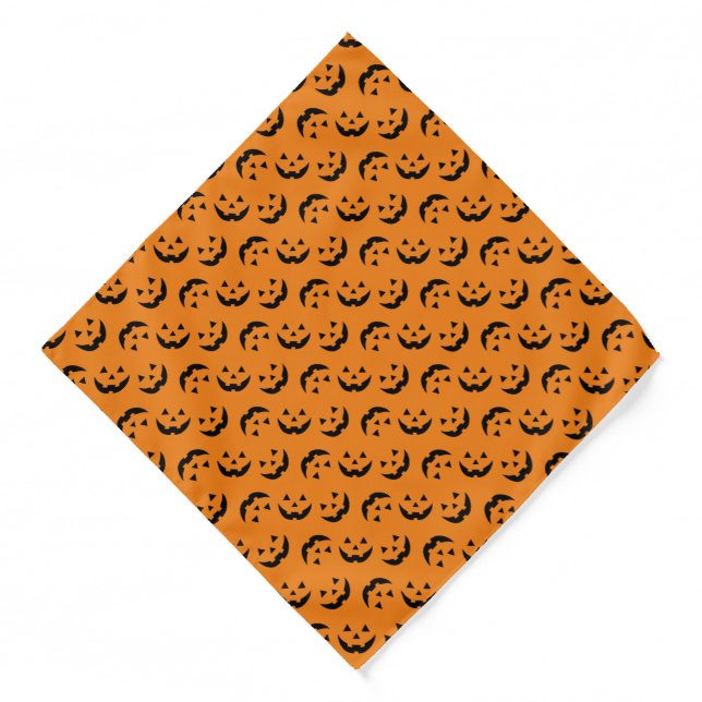 Fun orange jack o lantern pattern Halloween dog Bandana (Front)