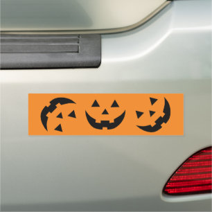 Fun orange jack o lantern pumpkin face Halloween Car Magnet