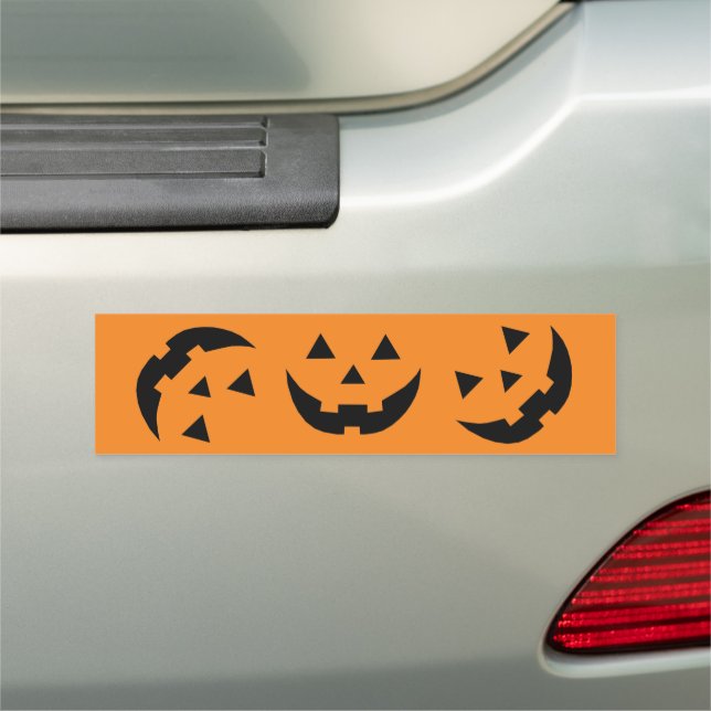 Fun orange jack o lantern pumpkin face Halloween Car Magnet (In Situ)