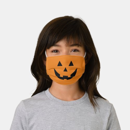 Fun orange jack o lantern pumpkin face Halloween Kids Cloth Face Mask